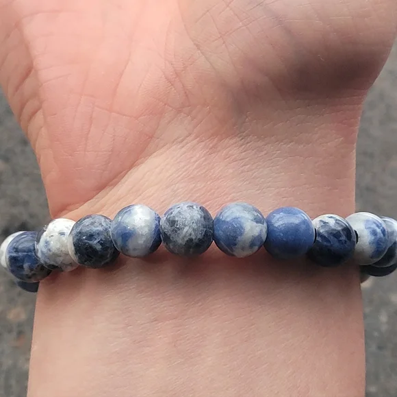 Agate Stone Bead Cross Prayer Bracelet - Picture 4 of 4